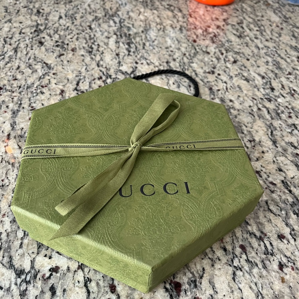 Gucci Dog Collier with green and red striped with gold accents - Picture 2 of 3